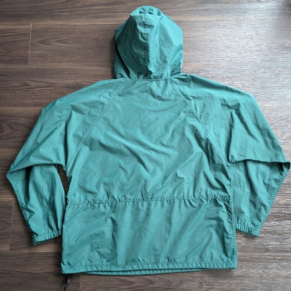 VTG L.L. Bean Men's Green Anorak Half-Zip Jacket Large 90s Outdoor Windbreaker - Picture 6 of 7
